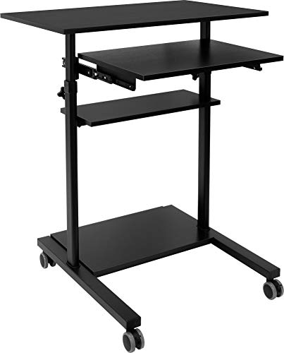 Mount-It! Mobile Standing Desk with Retractable Keyboard Platform | Height Adjustable Stand Up Computer Workstation | Locking Wheels, 99 Lbs Capacity Mount-It! Mobile Standing Desk with Retractable Keyboard Platform | Height Adjustable Stand Up Computer Workstation | Locking Wheels, 99 Lbs Capacity