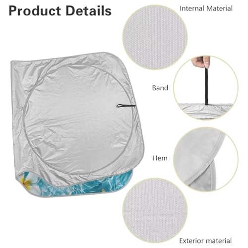 Image of Hawaiian Plumeria Windshield Sun Shade Sunshade Blocks UV Rays Shade Heat Shield for Pickup Truck SUV Accessories Sun Heat UV Rays Visor Protector 66.53 in * 34.44 in