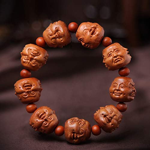 Image of Natural Wood Hand Carving Bangle Bracelet (Maitreya Buddha)