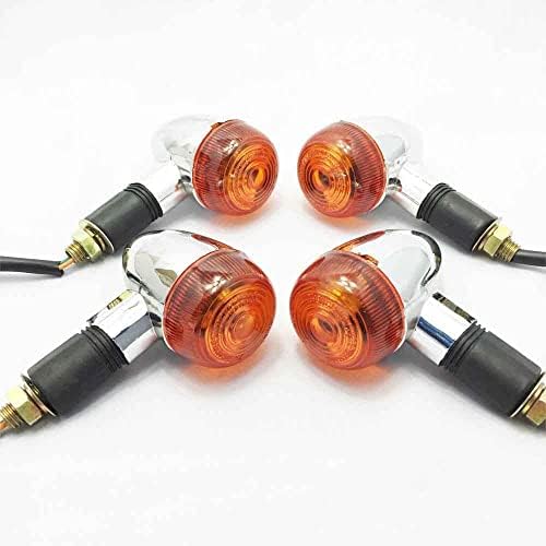 4pcs Universal Amber Chrome Front Rear Turn Signal Blinker Indicator Light Replacement for Harley Kawasaki Suzuki Cruiser Bobber Chopper