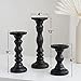 Large Candle Holders for Pillar Candles - Decorative Rustic Centerpiece Pillars Compatible with Battery-Operated Candles - Tall Farmhouse Wooden Candle Holders Pillar - Set of 3