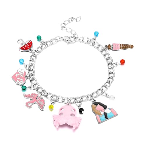 Pink Crying Charm Bracelet Portals Mask Pendant Bracelet Fashion Fans Gift Gothic Music Themed Jewelry for Women