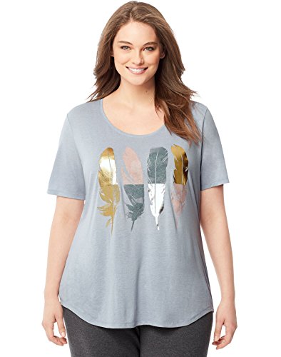 Just My Size Women`s Plus-Size Short-Sleeve Scoop-Neck Graphic T-Shirt, J350,Silverstone Heather,XXXX-Large