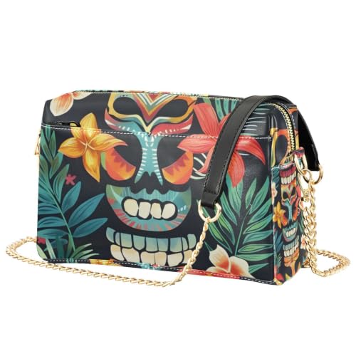 Sac à bandoulière pour femme Tropical Aloha Totem en cuir PU résistant