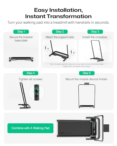 Image of UREVO Walking Pad Handle Bar Only, Universal Compatible for Walking Pads 23.6'' Wide, Transform WalkingPad Into a Treadmill in Seconds, Easy Moving with Wheels, Quick Assembly, Sturdy Design