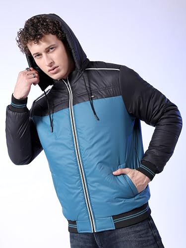 Image of The Indian Garage Co Men Regular Fit Colourblocked Bomber Jackets