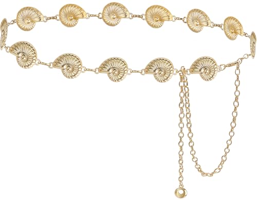 Women's Metal Conch Waist Chain Cowgirl Chains Belt for Dress