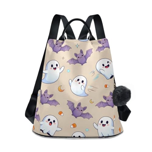 Sac à dos beige tendance motif fantômes pour vos sorties et voyages citadins