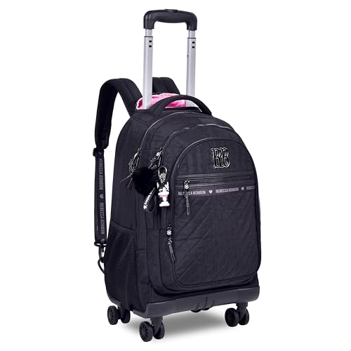 Mochila Rodinha Rebecca Bonbon Escolar 360° Grande Nylon Crinkle (Preto)