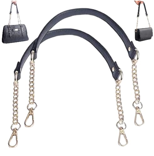 Bag Handles With Chain, Replacement PU Leather Bag Handles With Chain For Hand Bags Sling Bags Shoulder Bags Short Bags Etc, Length 24" Inches Set of 2.-image-32