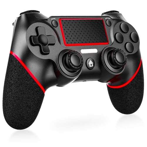 Holilo Wireless Controller für PS-4, Gamepad Joystick Replacement Controller Kompatibel mit PS4 Pro/Slim mit 6-Achsen Gyro/Dual Vibration Sensor/Hochpräzises Touchpanel/3,5mm Audiobuchse(Rot)