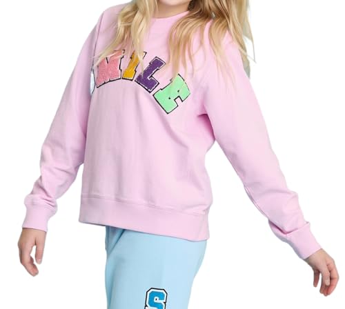 iscream Big Girls Sweatshirt, 100% Cotton French Terry, Pink Large 14