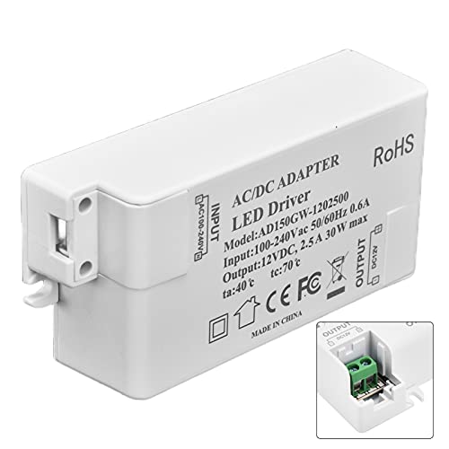 Image of LED Driver,30W DC 12V 2.5A LED Driver Constant Voltage No Flicker LED Light Transformer 100‑240V