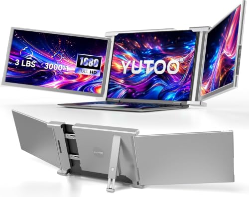 Laptop Screen Extender, 14.1" Portable Triple Monitor for Laptops 315° Rotate| Plug and Play| 1080P| FHD, Laptop Monitor Extender for 13.5~16.5" Laptops, HDMI/USB-A/Type-C,for Mac/Wins/Android/Dex