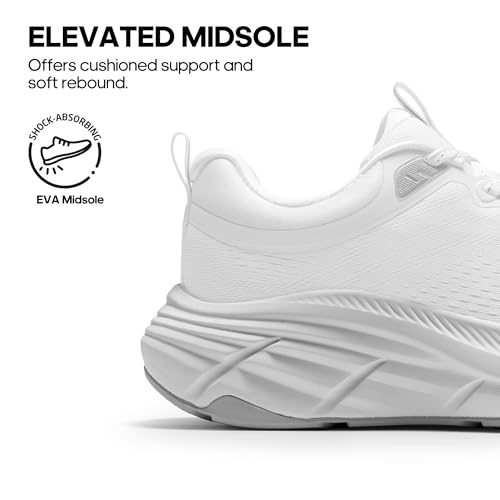 NORTIV 8 Women's Walking Shoes Cushion Comfortable ActiveBreeze Running Tennis Shoes Non-Slip Workout Gym Sports Athletic Breathable Fashion Sneakers,Size 9,White,SNWS248W