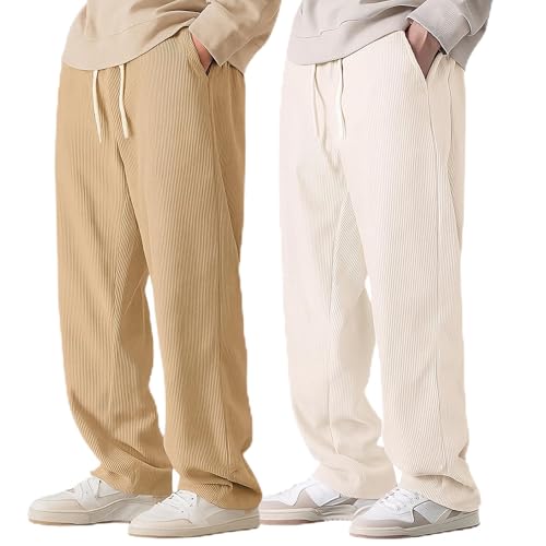 Image of Preneum Men Mid Rise Poly Cotton Loose Fit Trouser || Korean Style Travel & Lounge Wear with Pockets (Available in Plus Size)
