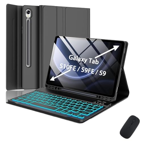 Funda protectora con teclado inalámbrico y luz para Samsung Galaxy Tab S9 FE 6