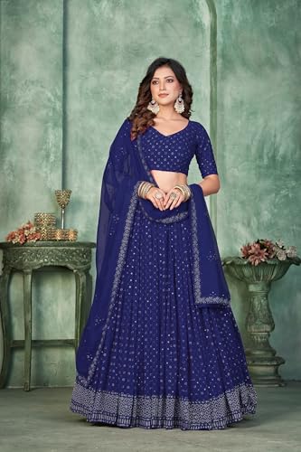 Traditional Georgette Lehenga Choli Indian ready to wear Flared with stitched blouse for Diwali/Navratri4