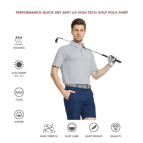 Image of Mens Polo Shirts Short and Long Sleeve Casual Solid Stylish Dry Fit Performance Designed Collared Golf Polo Shirts for Men