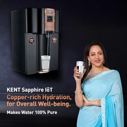 Image of KENT Sapphire IoT RO Water Purifier|4 Years Free Service*|RO+UV+UF+Alk+Cu+TDS Control+UV in Tank | IoT Enabled | Fully Automatic On&OFF Operation |8L|20 LP /Hr|Ideal For Borewell /Tanker /Municipal Water