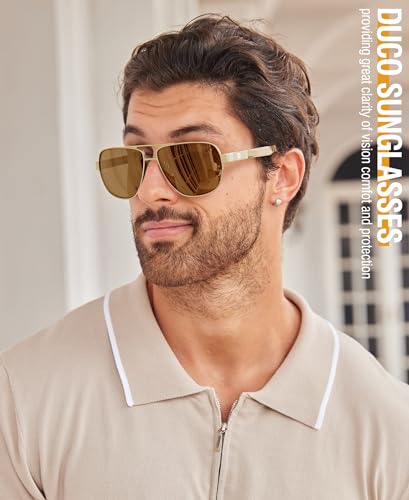Image of DUCO Aviator Sunglasses for Men Women Carbon Fiber Polarized Sunglasses Men UV Protection for Driving Golf Fishing 3051