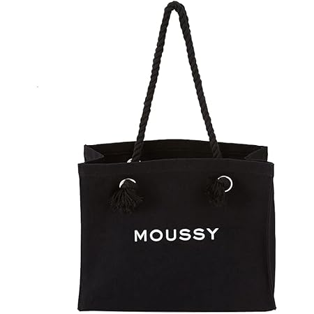 Amazon Moussy マウジー トートバッグレディース 大容量 キャンバス ショルダーバッグ 大きめ 肩掛け 布 軽量 黒 トートバッグ