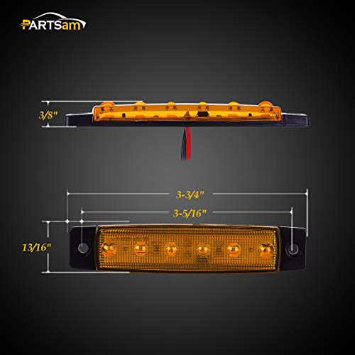 Partsam 30Pcs 3.8" Slim 6 Led Side Marker Clearance Lights Indicator For Truck Trailer Rv Camper Motorcycle Tractor Pickup Bus Boats Lorry, Utility Strip Light 12V(10 Red+10 Amber+10 White) #TOP3