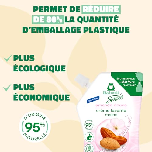RAINETT Senses - Savon Mains Amande Douce - Nettoie En Douceur & Nourrit - 95% d'Ingrédients d'Origine Naturelle - Tous Types de Peaux - Eco-Recharge 500 ml – vue 4