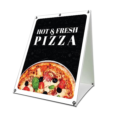 Pizza 24" x 36" A-Frame Sidewalk Sign| Advertise Your Business | Images On Both Sides | Restaurant Italian Slice Shop Pie NY | Made in The USA