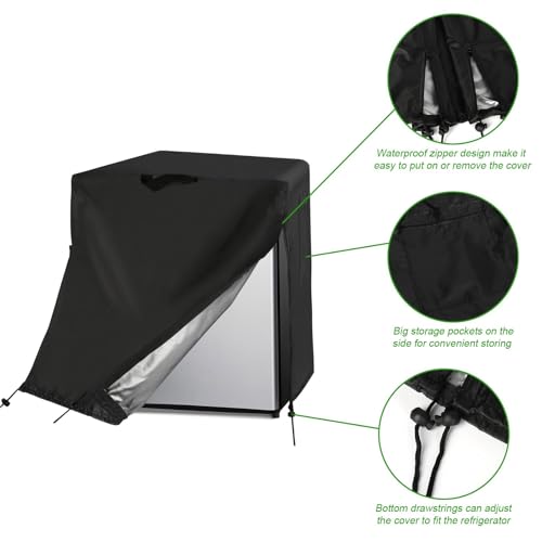 Image of Mini Refrigerator Cover for Most 2.5 /2.7 Cu Ft Compact Beverage Fridge | 19x19x27,Waterproof Dustproof Heavy Duty Oxford Fabric,for Most 2.5- 2.7 Cubic Feet Small Wine Freezer for Outside