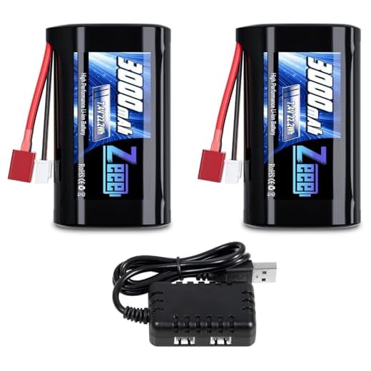 Zeee 7.4V 3000mAh Li-Ion Akku mit T stecker wiederaufladbarer RC Battery kompatibel mit 4WD Hochgeschwindigkeits-RC-Autos, RC-Autos im Maßstab 1/10, 1/12, 1/16, RC-Booten, RC-Trucks (2pcs)