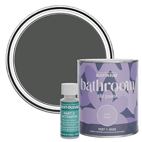 Rust-Oleum Grey Water-Resistant Bathroom Tile Paint in Matt Finish - Graphite 750ml