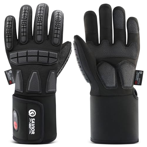 SAVIOR HEAT Heated Work Gloves for Men & Women, 7.4V Rechargeable Battery Gloves with 3M Thinsulate, Waterproof Touchscreen Winter Gear for Mechanical, Construction, Shoveling & Outdoor Work