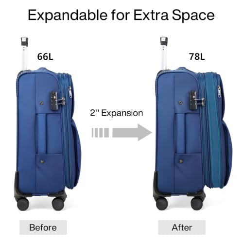 Image of Hanke Medium Checked Luggage, 24 Inch Suitcase with Garment Compartment