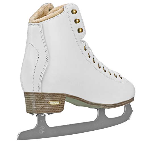 Lake Placid Alpine 900 Women\'s Traditional Figure Ice Skate, White/Gold, Size 10