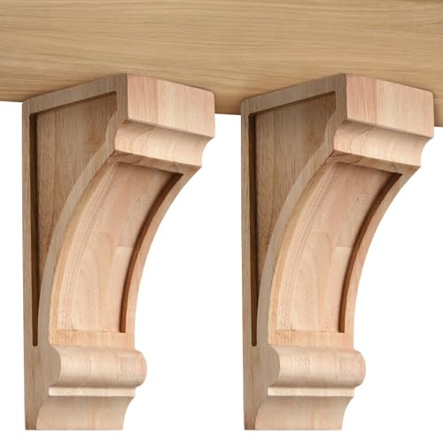 Briwooody 2 Pack Solid Wood Corbels, 4" w X 5 "d X 10 "h, Built-in