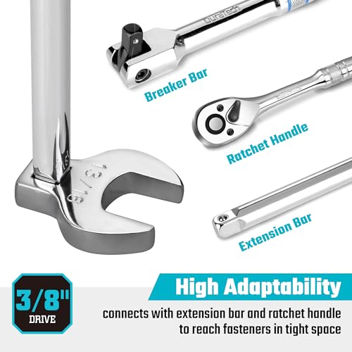 Image of DURATECH 10-Piece 3 /8 inch Drive Crowfoot Wrench Set, SAE, 3 /8 inch-1 inch | Open End Wrench Set, for Brake & Fuel Line Fittings in Tight Space, CR-V Steel, with EVA Foam Tool Organizer