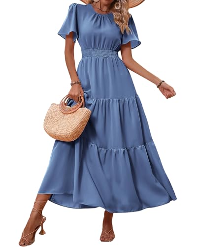 Image of PRETTYGARDEN Women's Casual Smocked Boho Floral A-Line Maxi Dress 2026