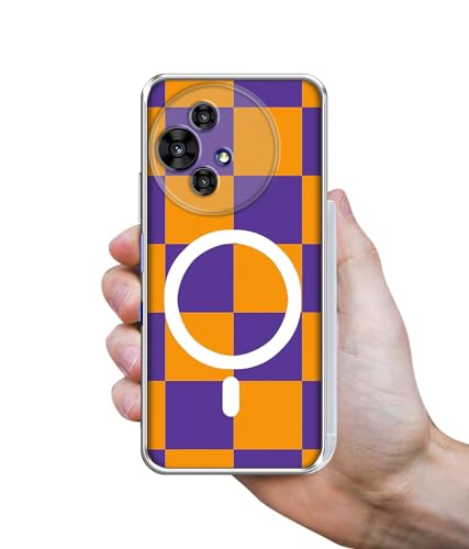 Image of Casotec Back Cover for Alcatel V3 Ultra 5G Royal Orange Checkboard Magnetic Ring Design (Not Magnetic Compatible) | UV Printed Soft TPU Shockproof Back Case for Alcatel V3 Ultra 5G