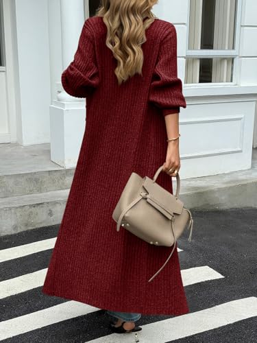 Image of Saodimallsu Womens Long Duster Cardigans Button Down Maxi Sweater Dress