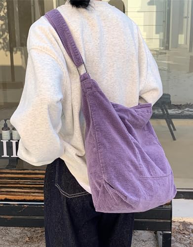Image of 2026 Corduroy Tote Bag with Zipper Large Casual Handbags Shoulder Purse for Women
