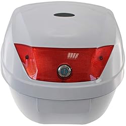 Maletas Moto Outlet YM-0820 Universal baul de Moto Scooter Maleta 28 L Motocicleta para 1 Casco, portacasco Blanco