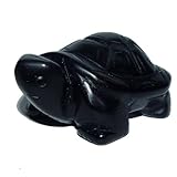 Obsidian schwarz Schildkröte ca. 28 x 19 x 12 mm aus echtem Edelstein Schutzstein Glücksbringer.(3277)