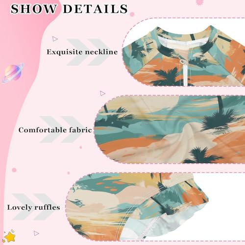Tropical Palm Tree Girls Long Sleeve Swimsuit UPF 50+ Rashguard Swimwear One Piece Bathing Suit for 3-12 212174883