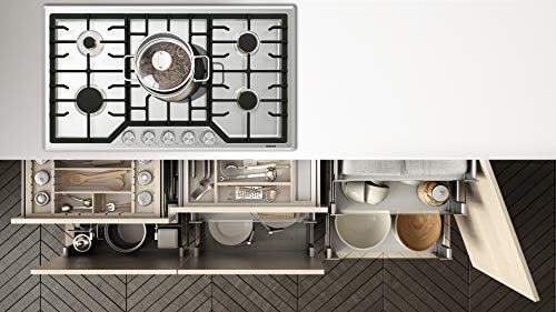 ROBAM G515 36” Gas Cooktop Stove with 5 Italian-Made DEFENDI Burners (Pure Copper) | 20,000 BTU w/Flame Failure System, Matte Cast Iron Grates (Including Wok Grate) | Natural Gas Or LPG