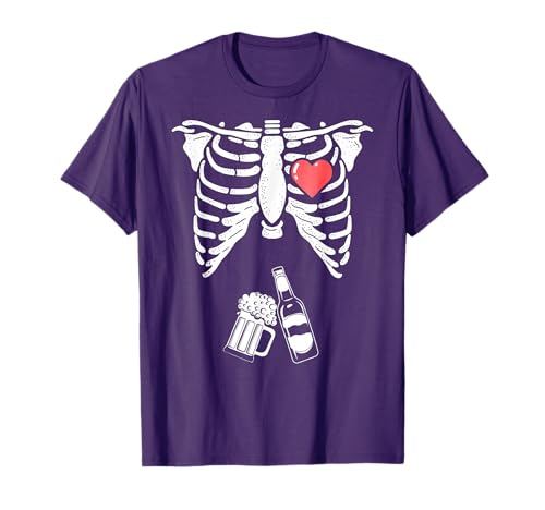 Skeleton Beer Xray Pregnancy Announcement Dad T-Shirt