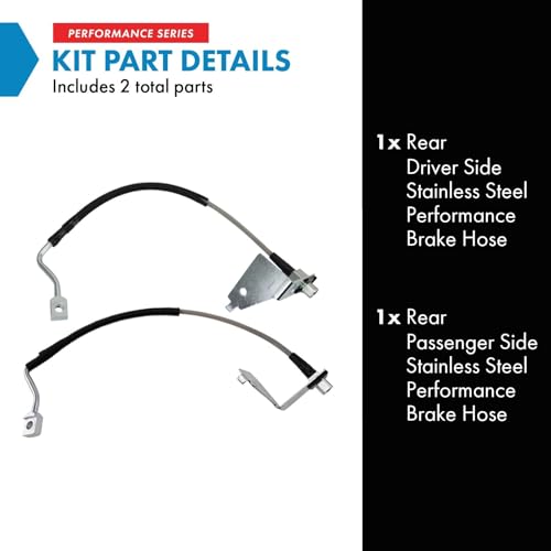 Image of TRQ Performance Rear Performance Brake Hose Set Compatible with Chevrolet GMC