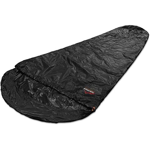 normani Schlafsacküberzug Biwaksack - 100% Wind- und wasserdicht, Atmungsaktivität: 3000 MVP (230 cm x 90 cm) Farbe Tintenschwarz Größe 230 x 90 x 60 cm - RV Links Cover