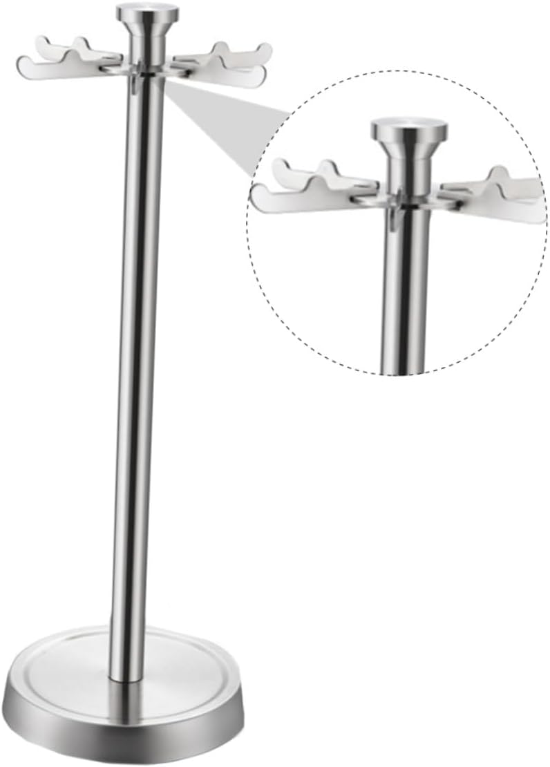 CHILDWEET Stainless Steel Kitchen Utensil Storage Rack with 6 Hooks, Hanging Spatula and Spoon Holder for Home Cooking Organization