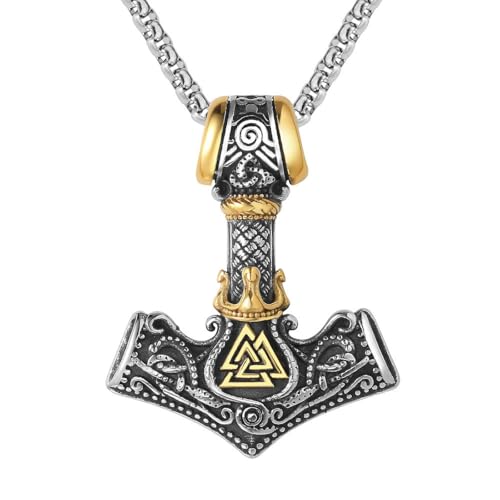 Sumpgle Nordique Viking Ancre Pendentif Homme Collier en acier titane Euro-American Vintage Style Bijoux Accessoire de mode pour homme